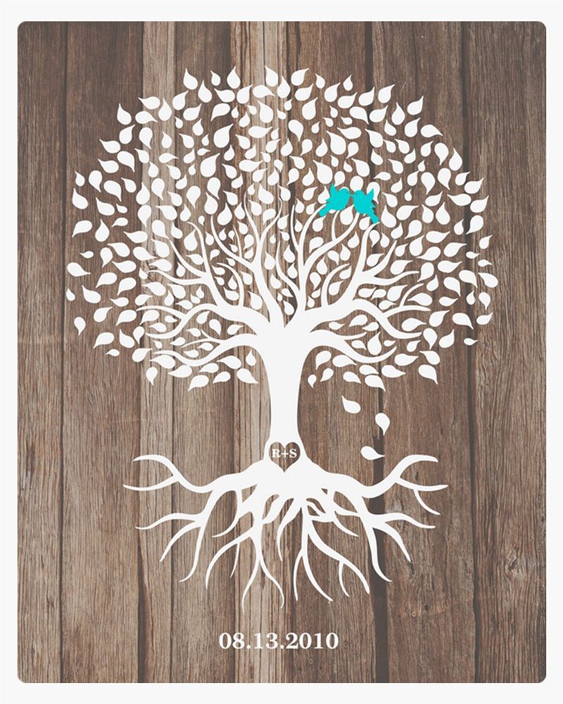 White Wood Tree with Roots 5th Anniversary Wall Plaque Gift for Couple LTC-1726