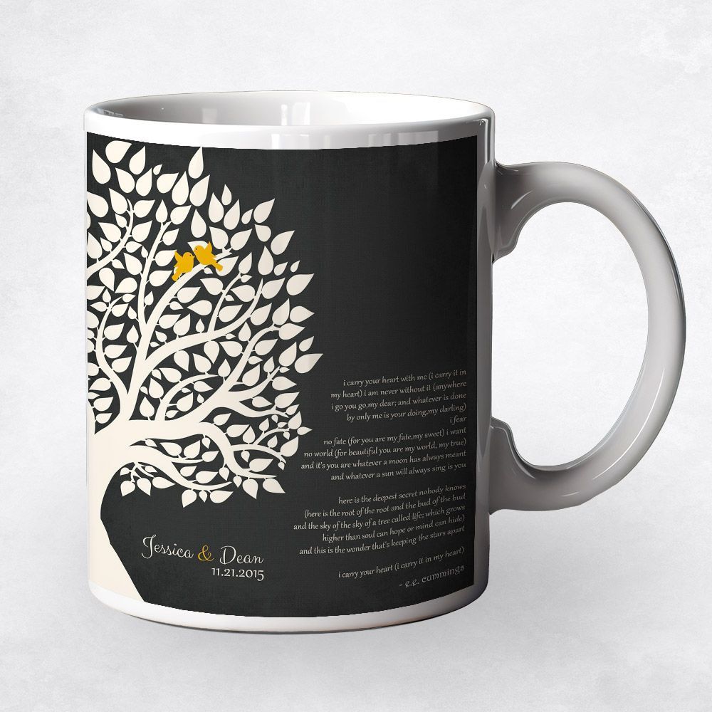 #1 Best Seller - Half Tree Silhouette Anniversary Coffee Mug Gift for Couple M-1133
