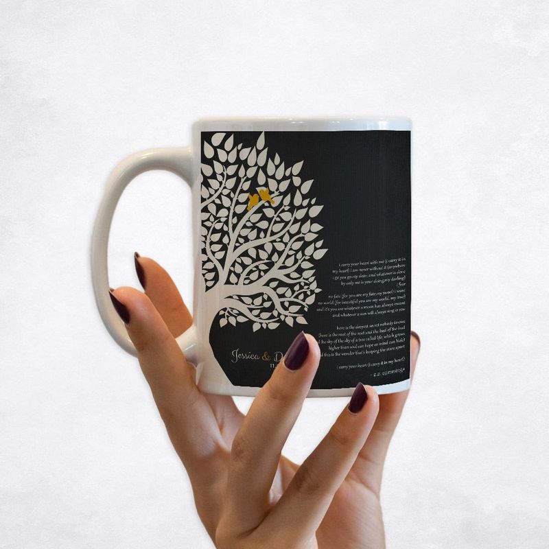 #1 Best Seller - Half Tree Silhouette Anniversary Coffee Mug Gift for Couple M-1133