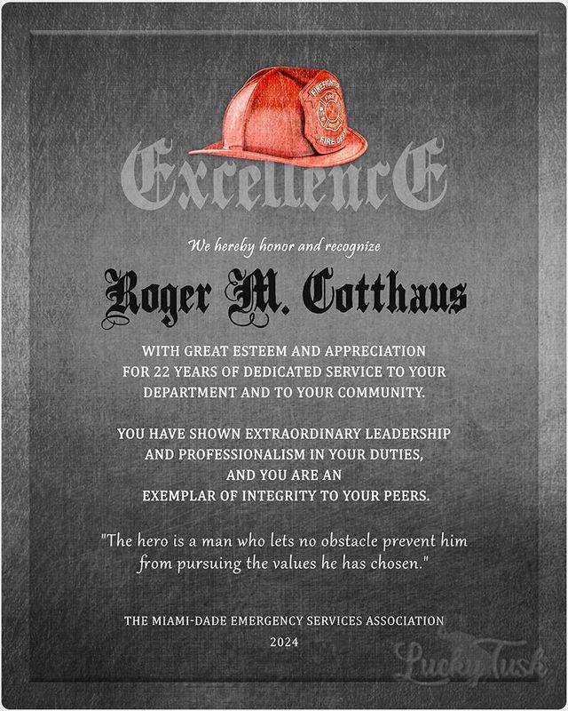 #1 Best Seller - Tin Firefighter Helmet Excellence Retirement Wall Plaque Gift for Fire Fighters LTC-2107