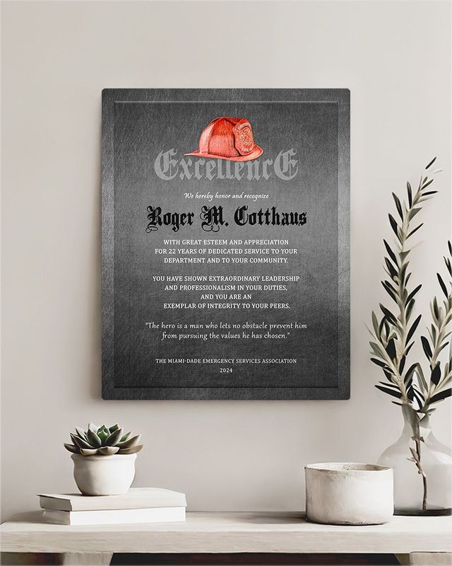 #1 Best Seller - Tin Firefighter Helmet Excellence Retirement Wall Plaque Gift for Fire Fighters LTC-2107