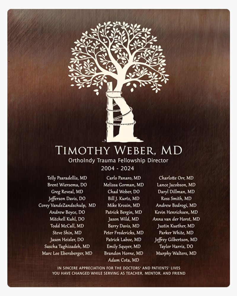 White Bronze Orthopedic Tree of Andry Recognition Wall Plaque Gift for Orthopedist LTC-2110