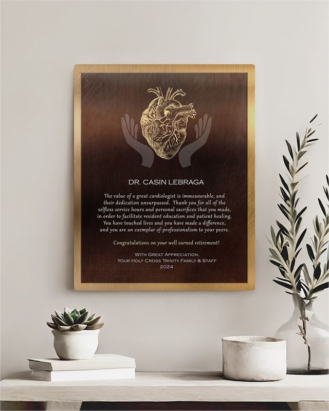 Gold Bronze Heart Organ Anatomy Retirement Wall Plaque Gift for Doctor LTC-2103