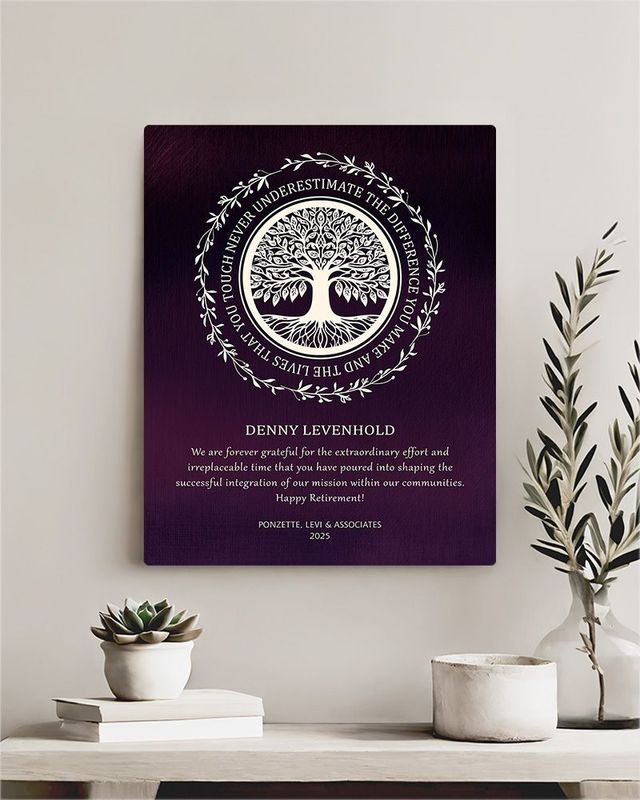 Purple Tree of Life You Made a Difference Retirement Wall Plaque Gift for Employee LTC-2167