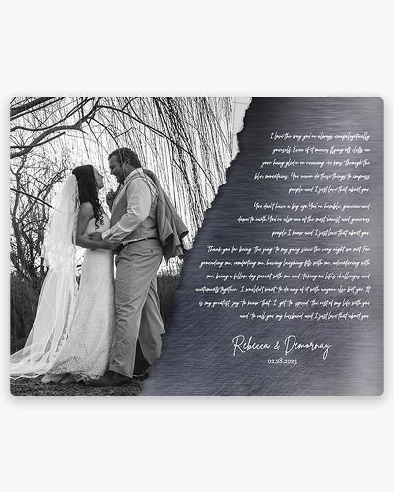 White Tin Wedding Photo and Vows 10th Anniversary Wall Plaque Gift for Couple LTC-2157