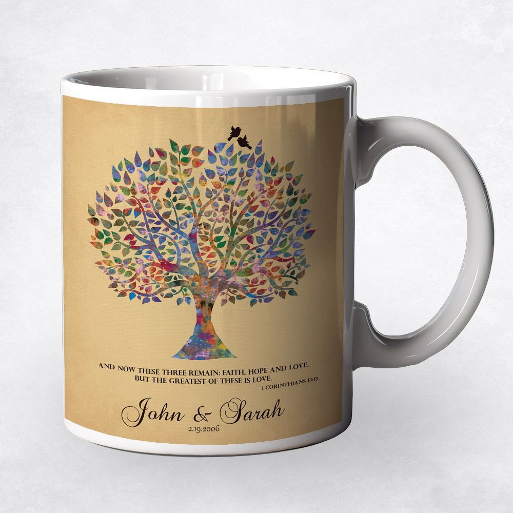 Watercolor Tree Anniversary Coffee Mug Gift for Couple M-1255