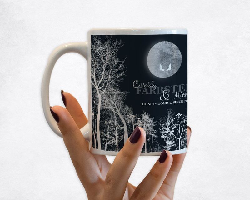 #1 Best Seller - Full Moon Tree Forest Anniversary Coffee Mug Gift for Couple M-1148