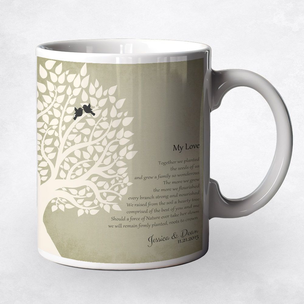 Half Tree Silhouette Anniversary Coffee Mug Gift for Couple M-1134