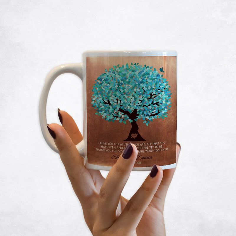 #1 Best Seller - Copper Canopy Tree 7th Anniversary Coffee Mug Gift for Couple M-1179