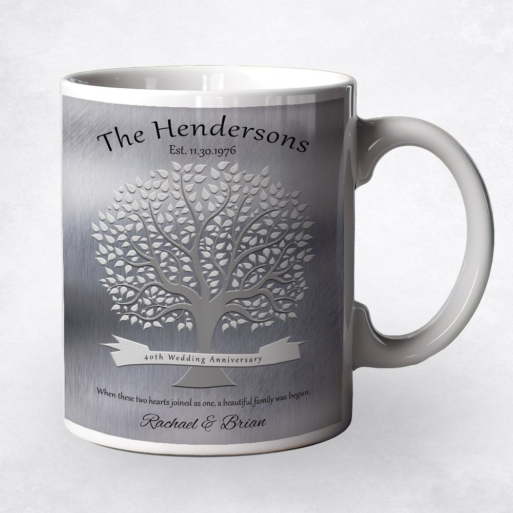 Tin Tree Silhouette 40th Anniversary Coffee Mug Gift for Couple M-1347