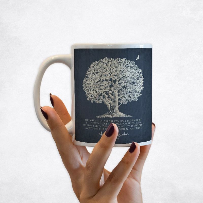 #1 Best Seller - Oak Tree Silhouette Memorial Coffee Mug Gift for Bereaved Family M-1146
