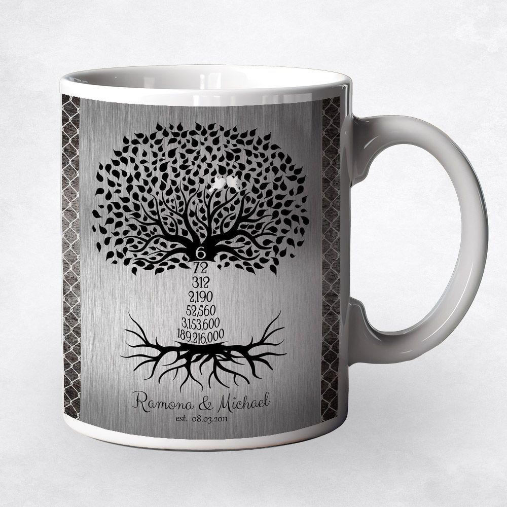 #1 Best Seller - Iron Countdown Tree 6th Anniversary Coffee Mug Gift for Couple M-1435
