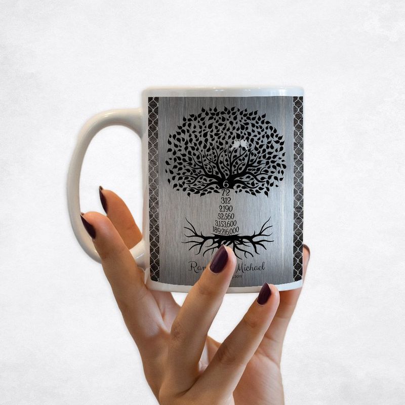 #1 Best Seller - Iron Countdown Tree 6th Anniversary Coffee Mug Gift for Couple M-1435
