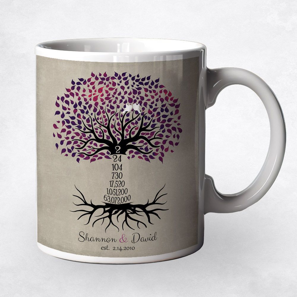 Purple Countdown Tree 2nd Anniversary Coffee Mug Gift for Couple M-1431
