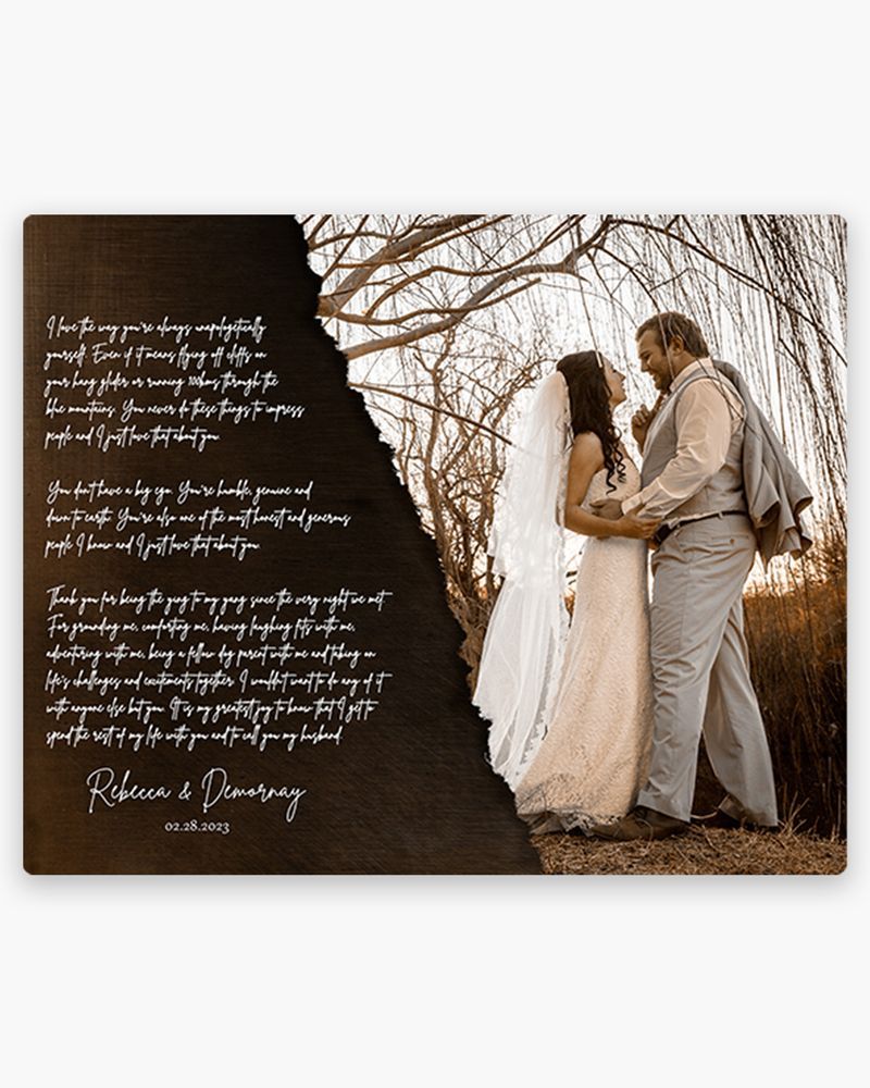 Sepia Bronze Wedding Photo and Vows 8th Anniversary Wall Plaque Gift for Couple LTC-2156