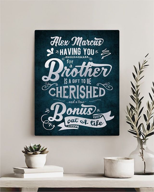 Blue A Brother is a Bonus Out of Life Typography Birthday Wall Plaque Gift for Brother LTC-2148
