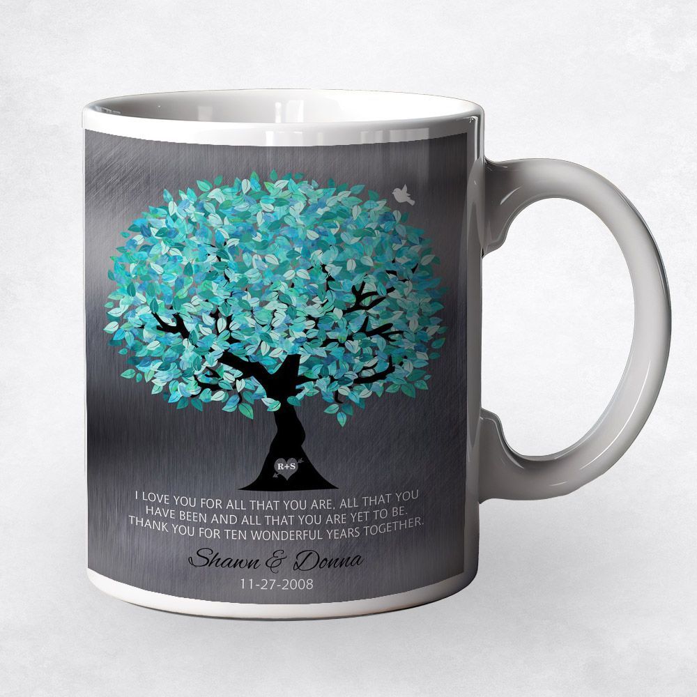#1 Best Seller - Tin Canopy Tree 10th Anniversary Coffee Mug Gift for Couple M-1265