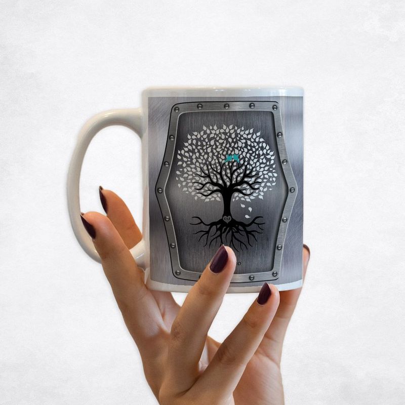 #1 Best Seller - Steel Tree with Roots 11th Anniversary Coffee Mug Gift for Couple M-1374