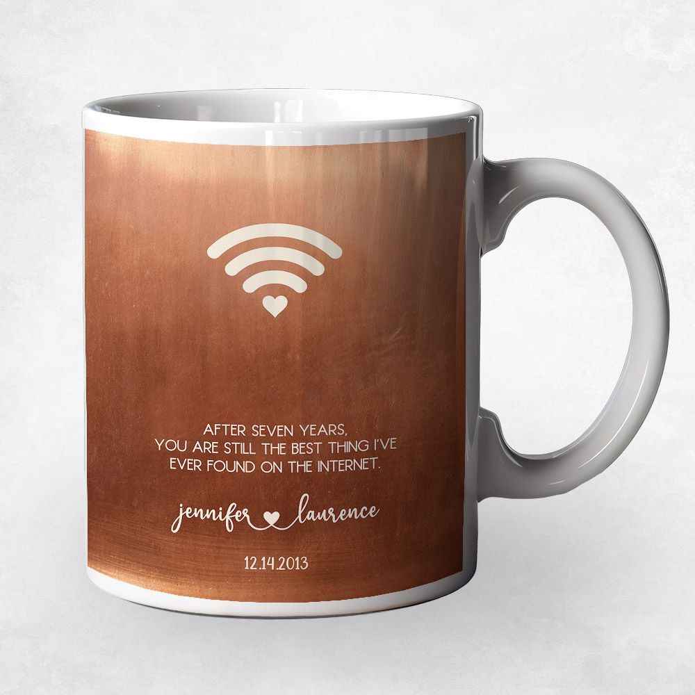 Copper Couple Silhouette 7th Anniversary Coffee Mug Gift for Couple M-1566