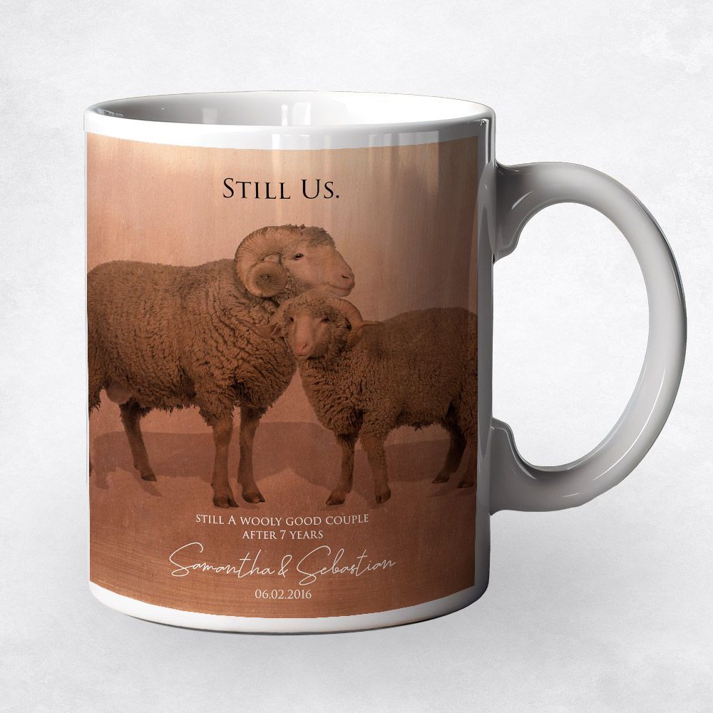 Sheep Wool 7th Anniversary Coffee Mug Gift for Couple M-1559