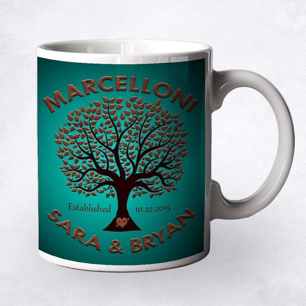 Metallic Family Tree Established Anniversary Coffee Mug Gift for Couple M-1188