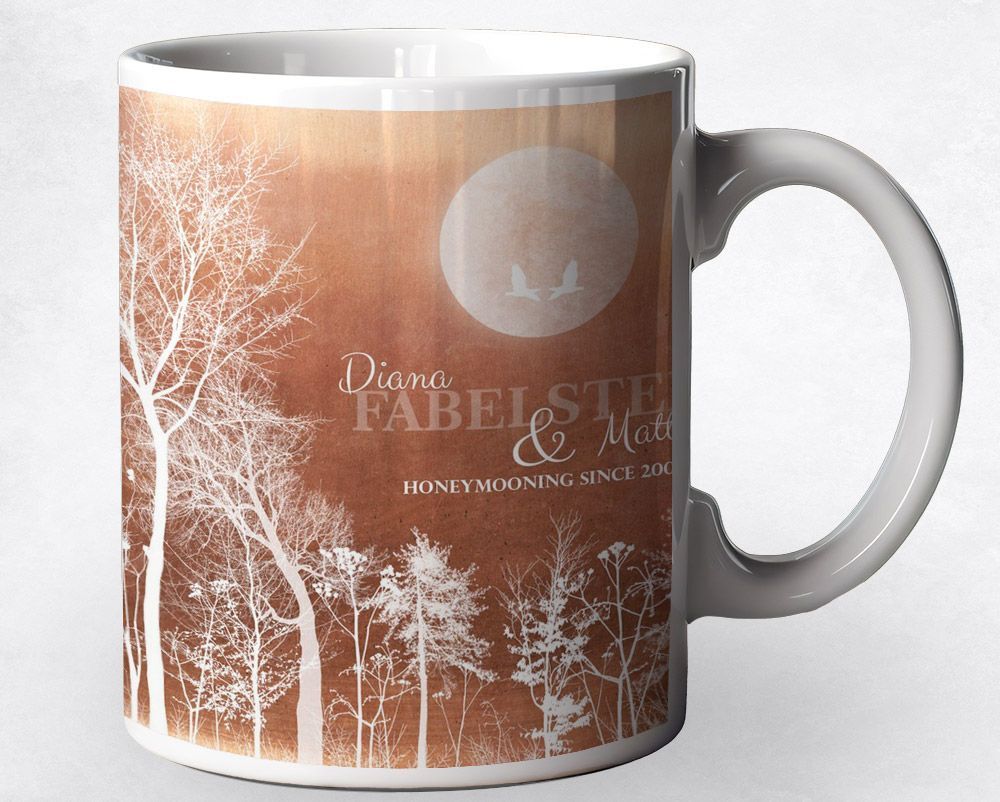 Copper Full Moon Forest 7th Anniversary Coffee Mug Gift for Couple M-1349