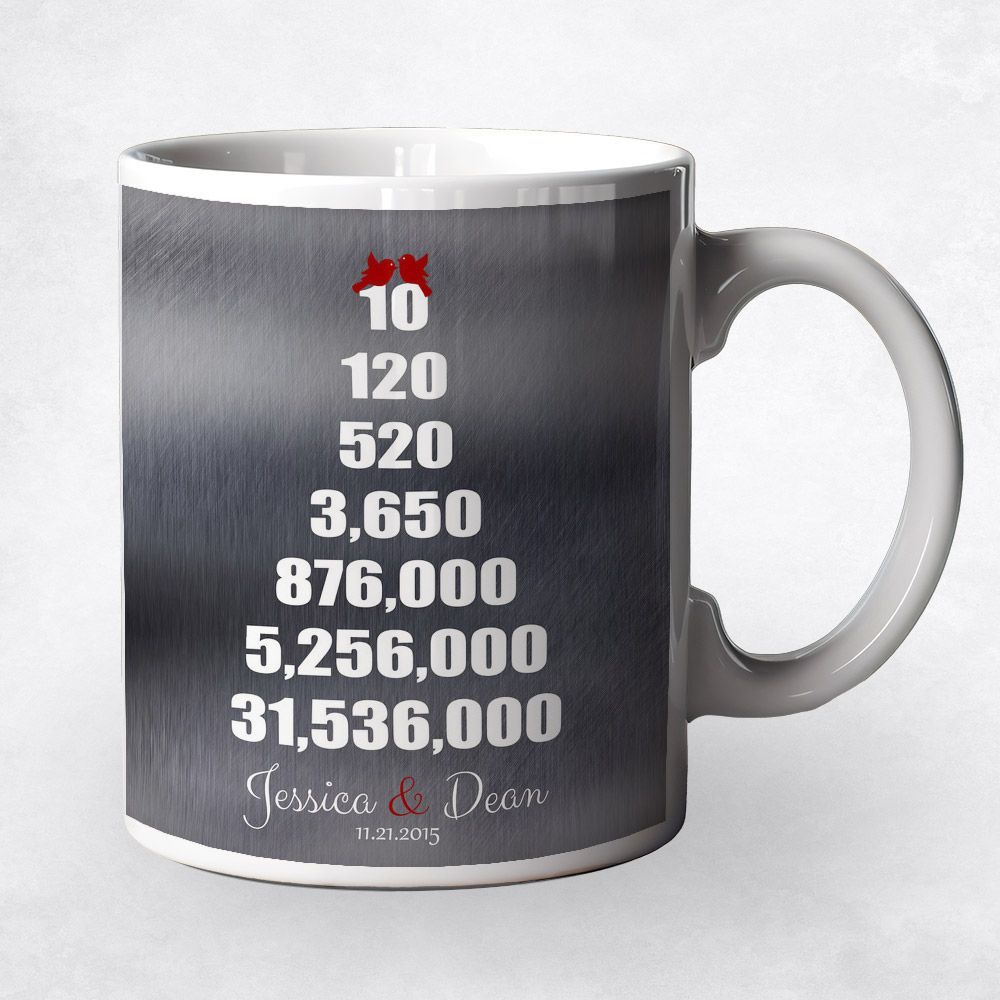 Tin Countdown Pyramid 10th Anniversary Coffee Mug Gift for Couple M-1326