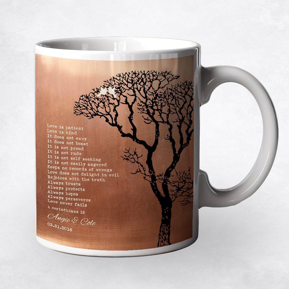 #1 Best Seller - Copper Bare Tree 7th Anniversary Coffee Mug Gift for Couple M-1296