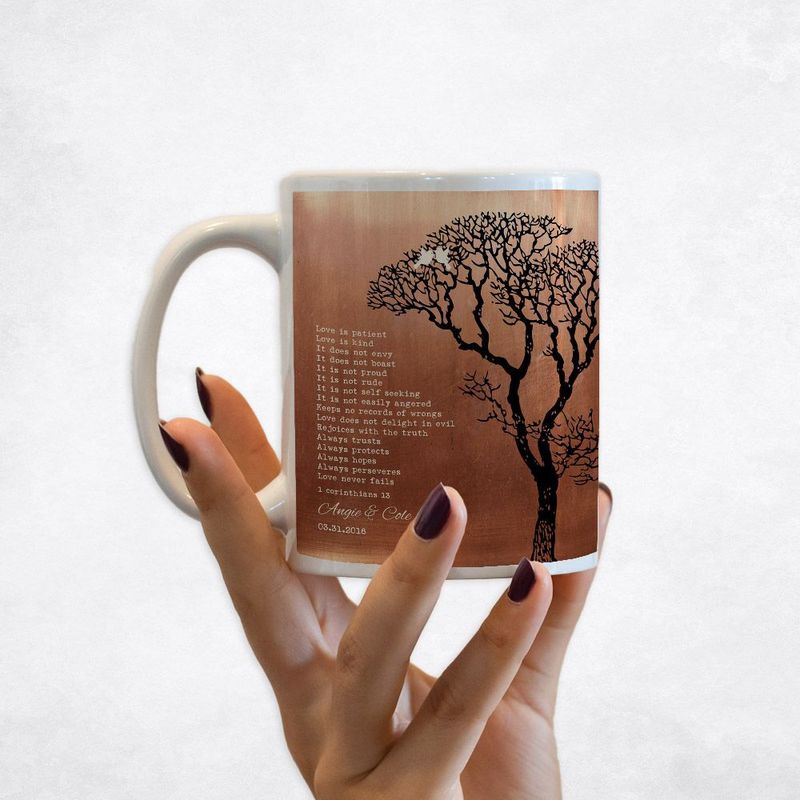 #1 Best Seller - Copper Bare Tree 7th Anniversary Coffee Mug Gift for Couple M-1296