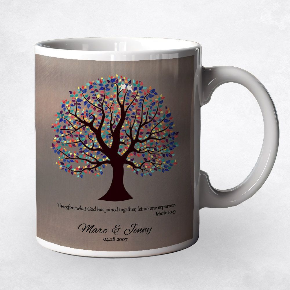 Bronze Curly Tree 8th Anniversary Coffee Mug Gift for Couple M-1465