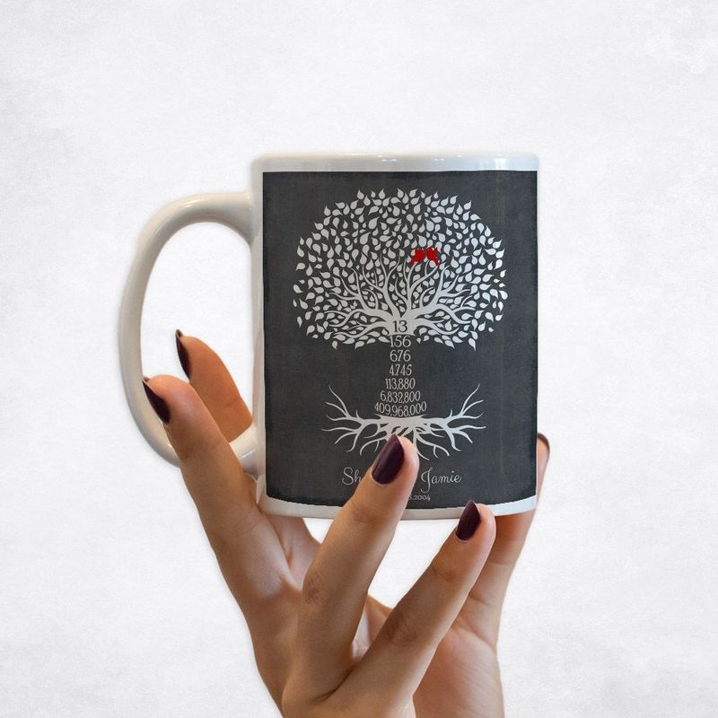 #1 Best Seller - Countdown Tree 13th Anniversary Coffee Mug Gift for Couple M-1443