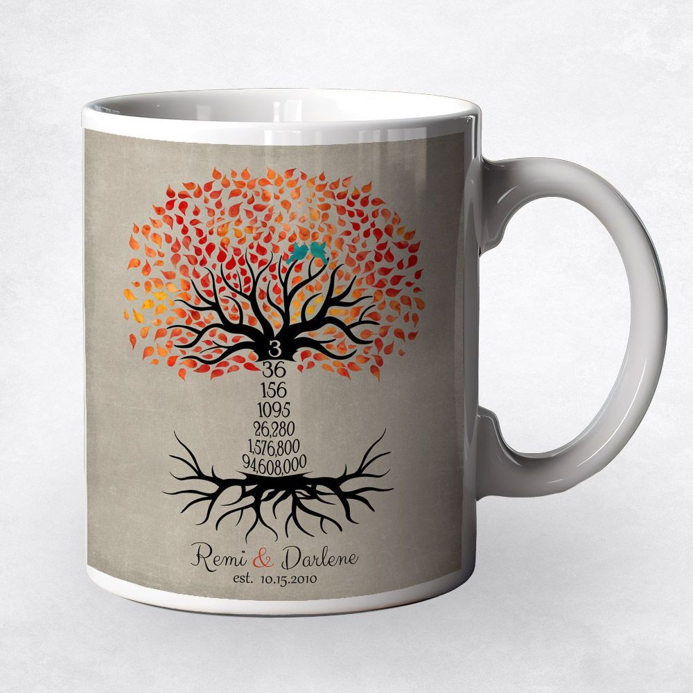 Countdown Tree 3rd Anniversary Coffee Mug Gift for Couple M-1432