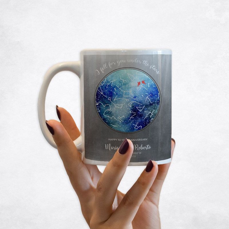 #1 Best Seller - Tin Star Map 10th Anniversary Coffee Mug Gift for Couple M-1758