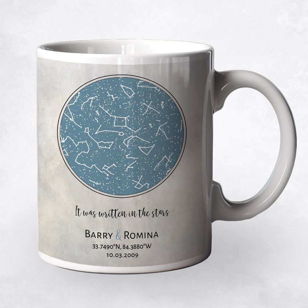 Star Map 1st Anniversary Coffee Mug Gift for Couple M-1739