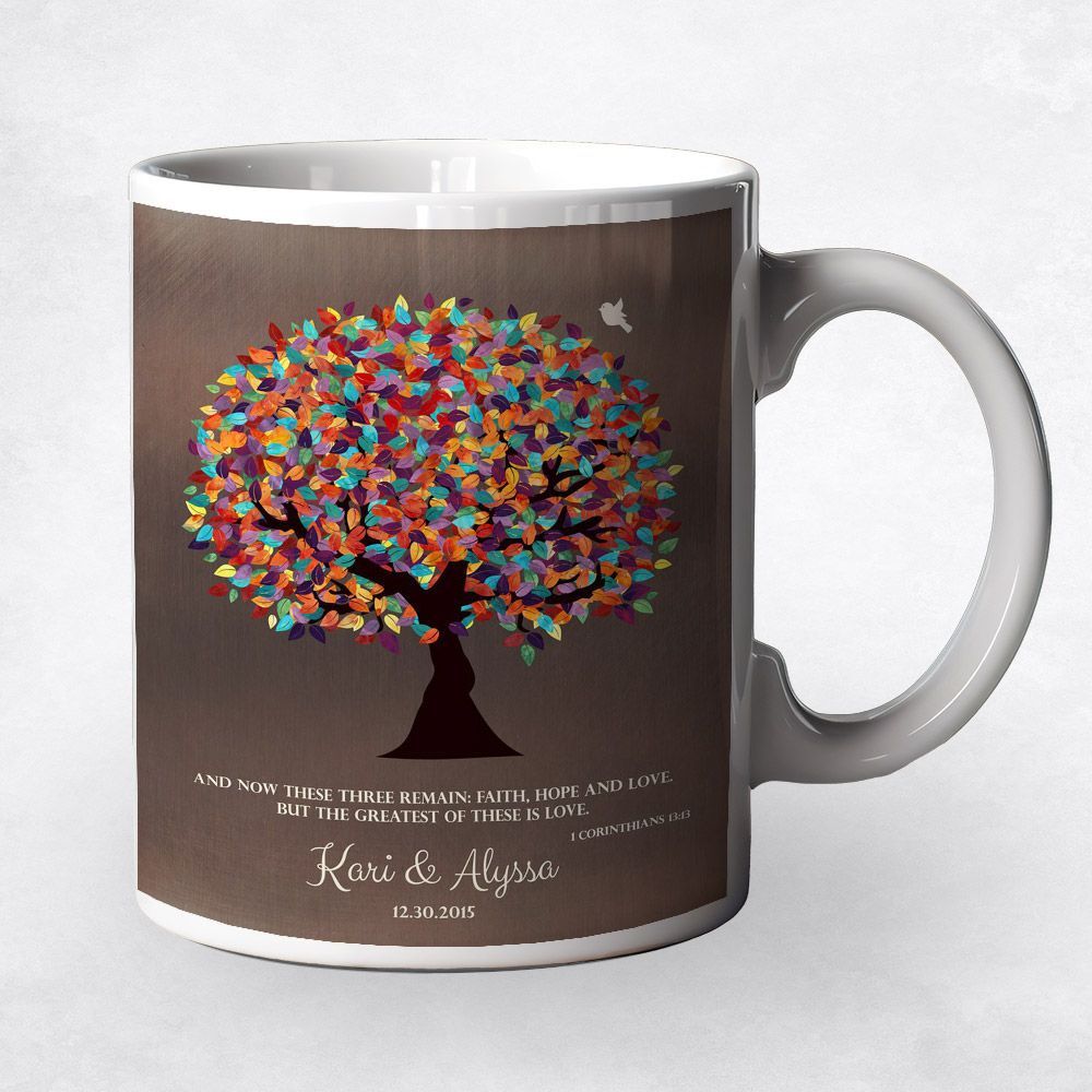 Bronze Colorful Spring Tree Anniversary Coffee Mug Gift for Couple M-1393