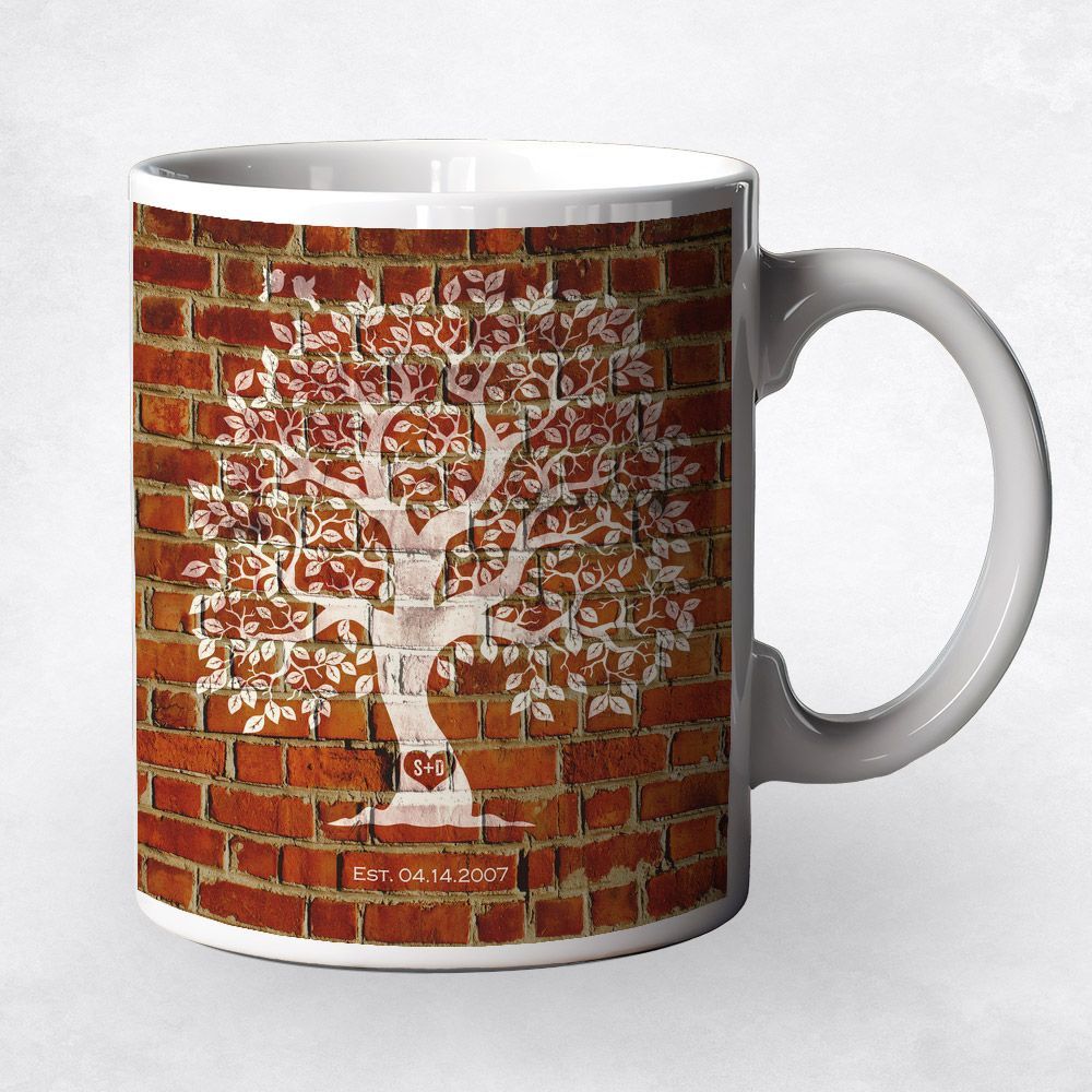 Brick Artful Tree 8th Anniversary Coffee Mug Gift for Couple M-1384