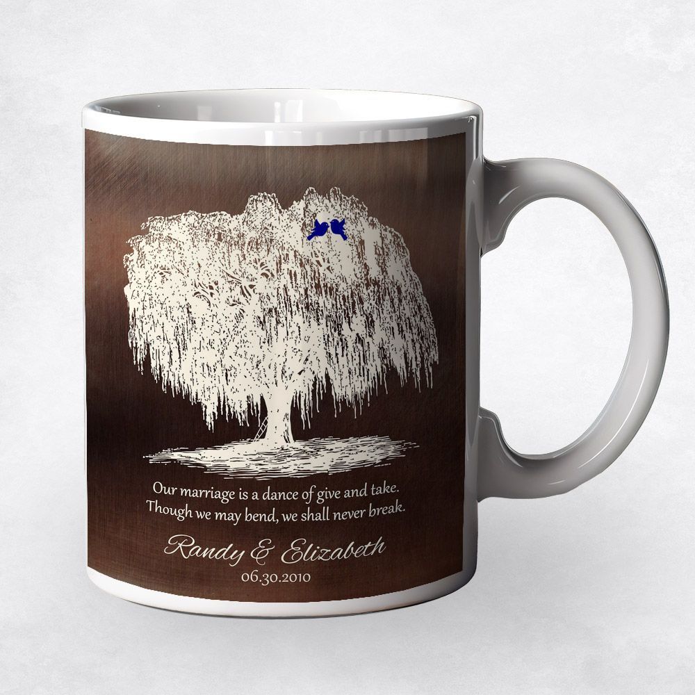#1 Best Seller - Bronze Vintage Willow 9th Anniversary Coffee Mug Gift for Couple M-1380