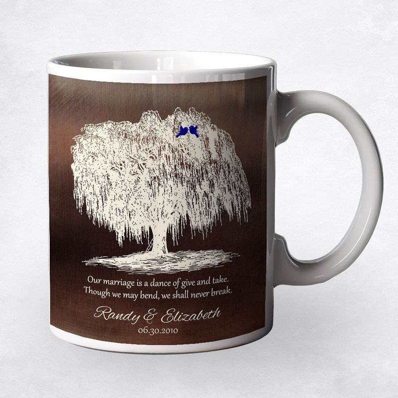 #1 Best Seller - Bronze Vintage Willow 9th Anniversary Coffee Mug Gift for Couple M-1380