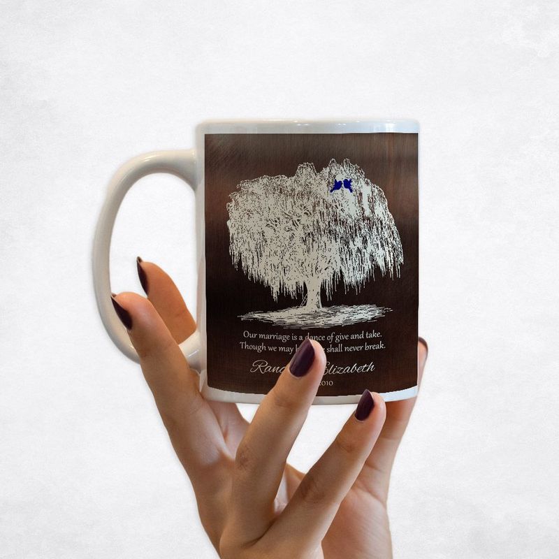 #1 Best Seller - Bronze Vintage Willow 9th Anniversary Coffee Mug Gift for Couple M-1380