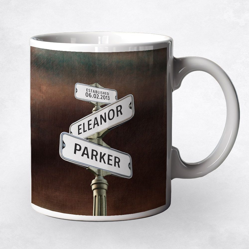 Bronze Crossroads Signpost 8th Anniversary Coffee Mug Gift for Couple M-1944