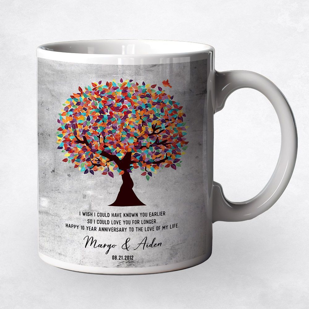 Tarnished Tin Colorful Spring Tree 10th Anniversary Coffee Mug Gift for Couple M-1907