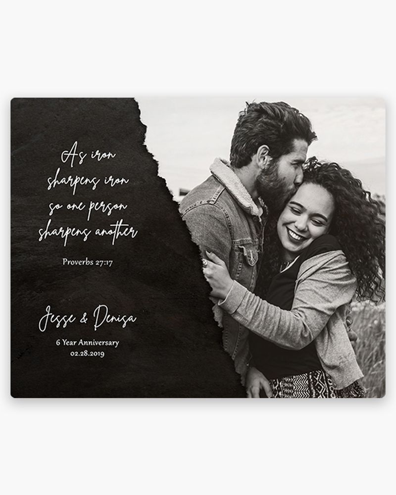 White Iron Wedding Photo and Vows 6th Anniversary Wall Plaque Gift for Couple LTC-2159