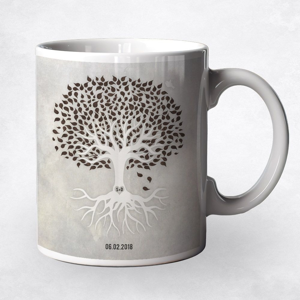 White Canopy Tree Anniversary Coffee Mug Gift for Couple M-1535