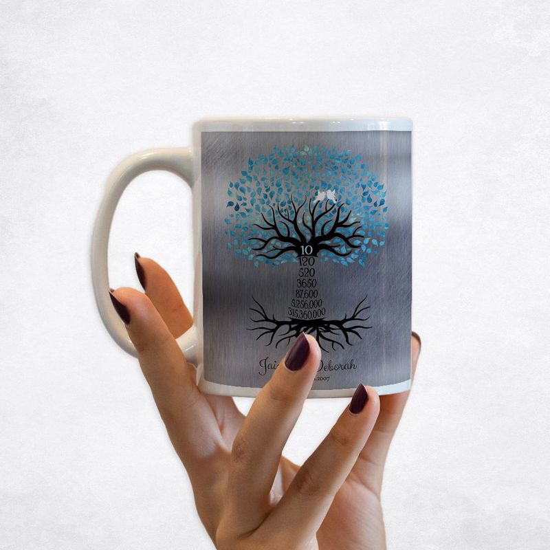 #1 Best Seller - Tin Countdown Tree 10th Anniversary Coffee Mug Gift for Couple M-1440