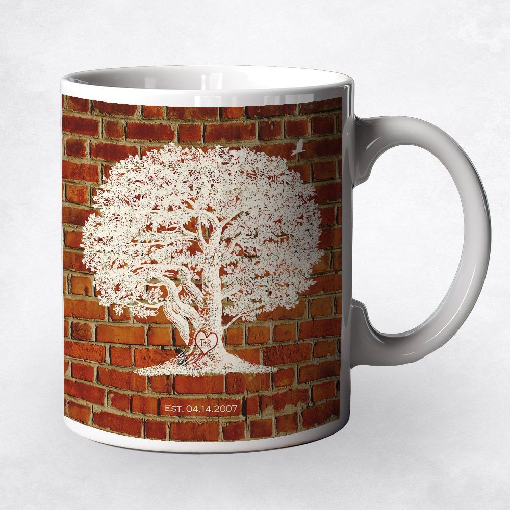 Brick Oak Tree 8th Anniversary Coffee Mug Gift for Couple M-1381
