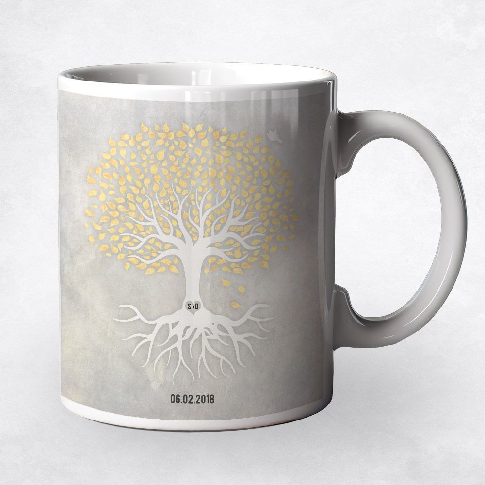 White Canopy Tree Anniversary Coffee Mug Gift for Couple M-1537