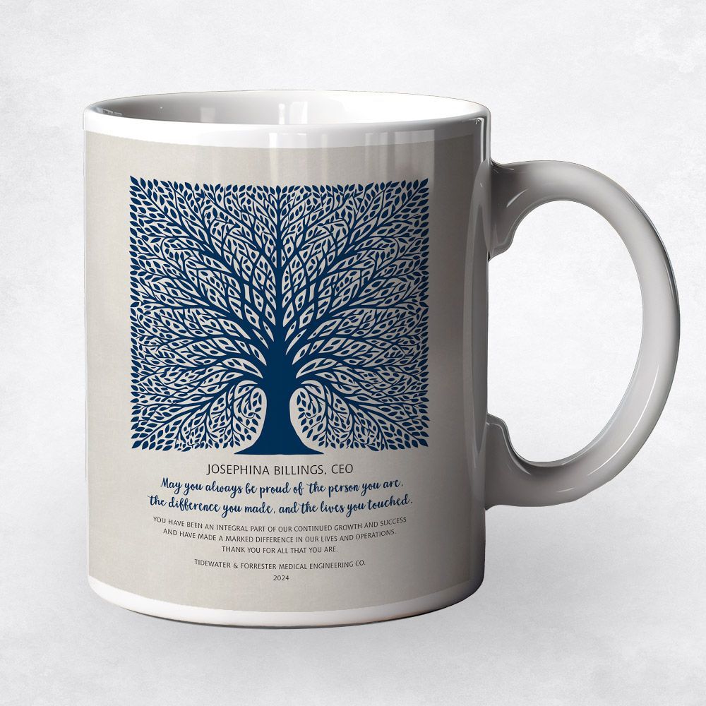 #1 Best Seller - Elaborate Square Tree Leadership Appreciation Coffee Mug Gift for Employee M-1581