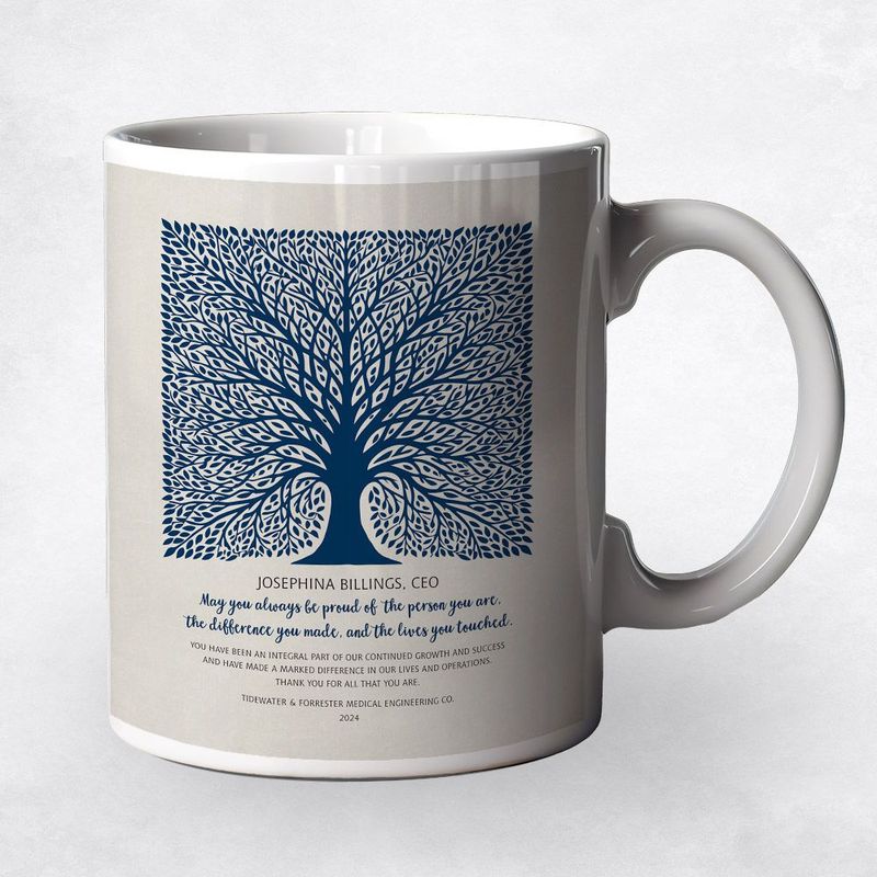 #1 Best Seller - Elaborate Square Tree Leadership Appreciation Coffee Mug Gift for Employee M-1581