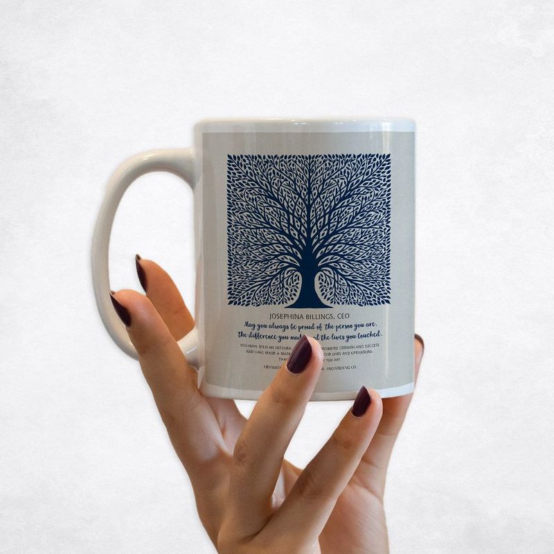 #1 Best Seller - Elaborate Square Tree Leadership Appreciation Coffee Mug Gift for Employee M-1581