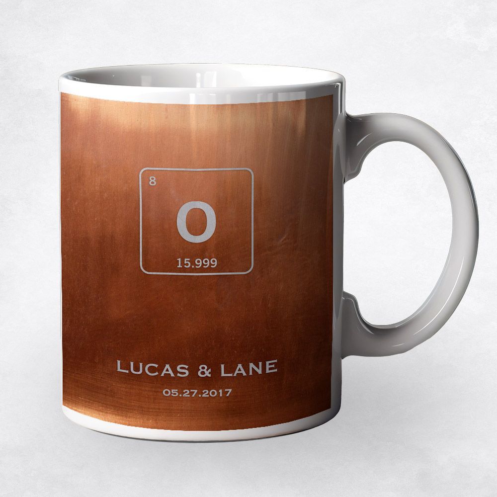 Copper Periodic Table Element 7th Anniversary Coffee Mug Gift for Couple M-1930